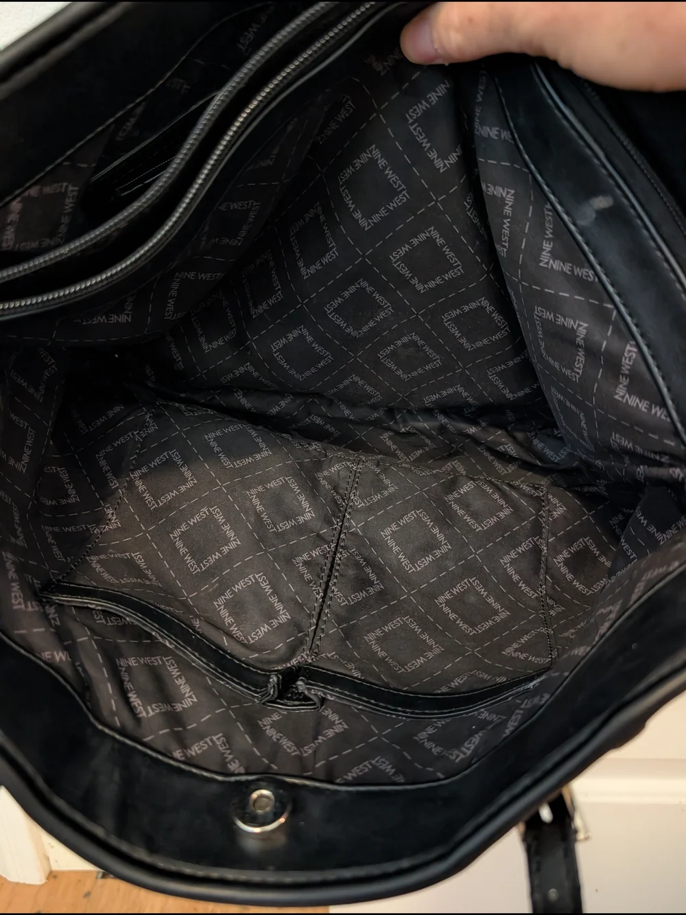 Nine West Colorblock Tote Purse in Black, Beige & Tan